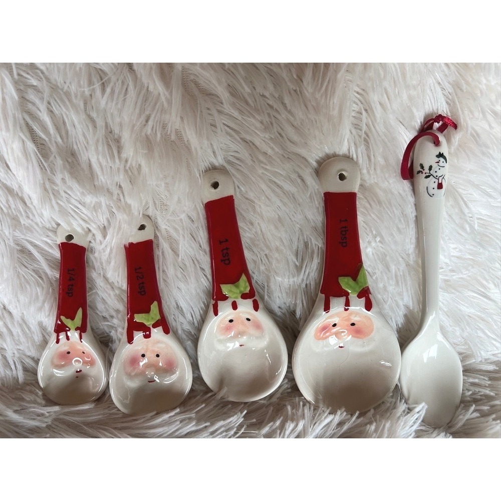 Santa Measuring Spoons Holiday Set Christmas Porcelain Decorative Grandmacore